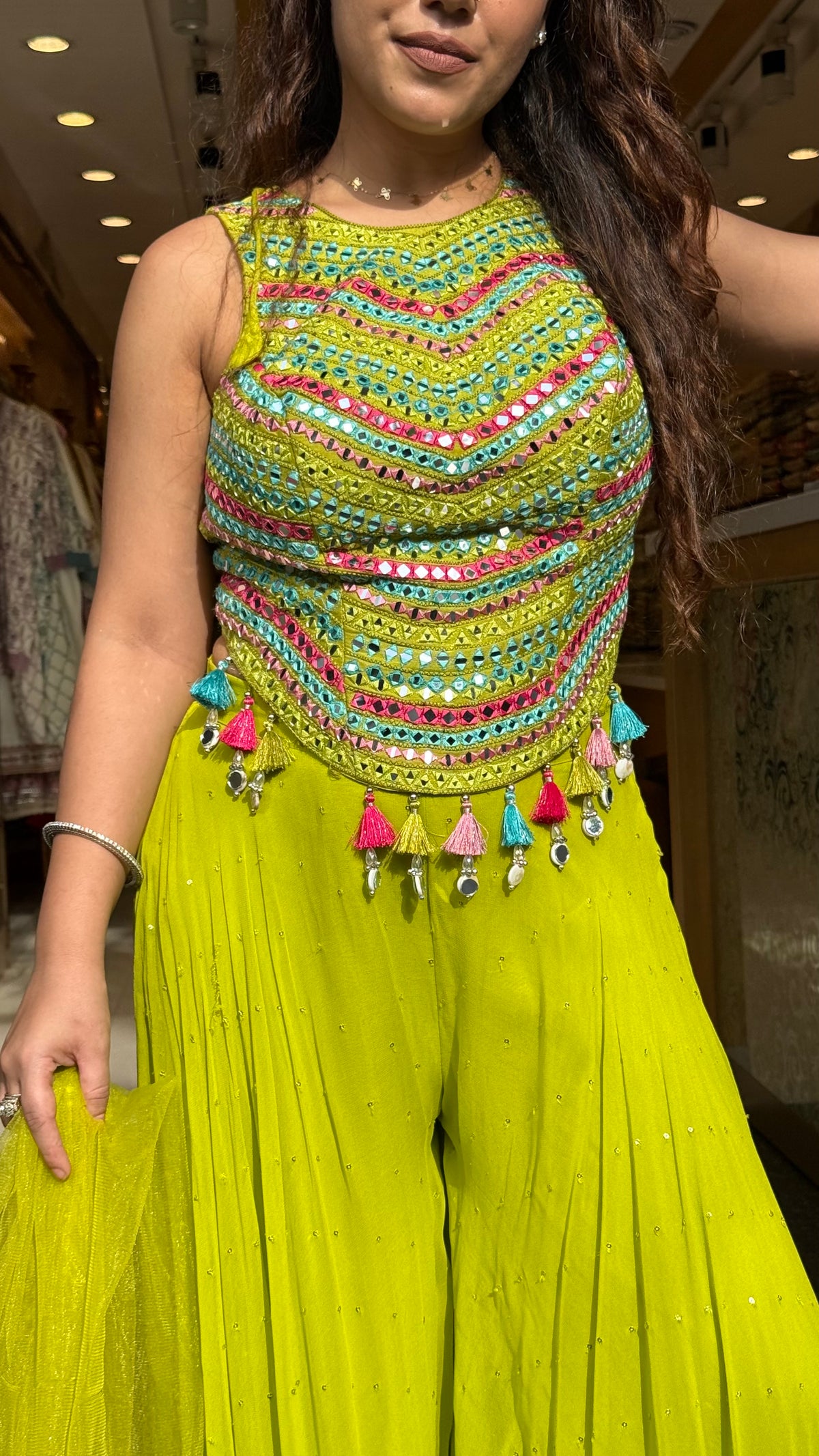 Mirror Work Corset with Georgette Palazzo Indo-Western Set