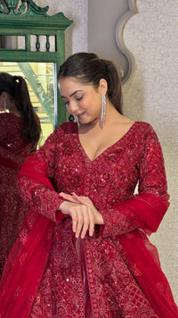 Long jacket lehenga.. pearls cutdana sequin stones work