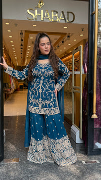 Georgette Suit Set with Dori & Mirror Work | Premium Festive Wear