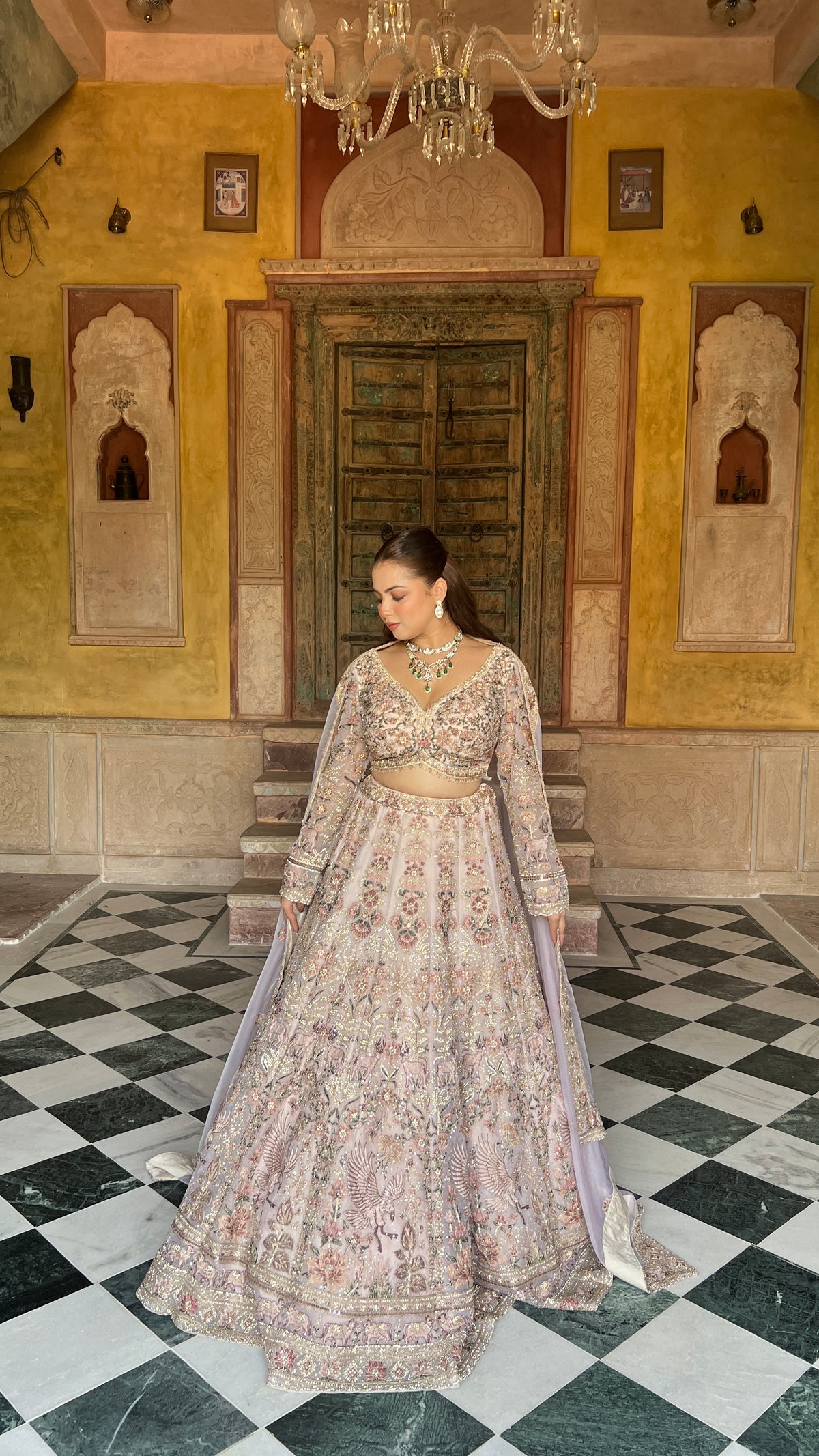 Elegant Soft Organza Lehenga with Thread Embroidery, Dori Work, Cutdana Sequins & Pearl Detailing