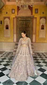 Elegant Soft Organza Lehenga with Thread Embroidery, Dori Work, Cutdana Sequins & Pearl Detailing