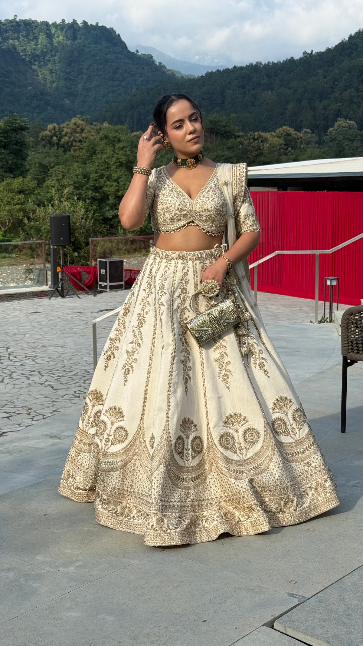 Pure Silk Handwork Lehenga with Embellished Blouse