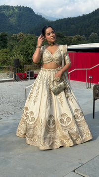 Pure Silk Handwork Lehenga with Embellished Blouse