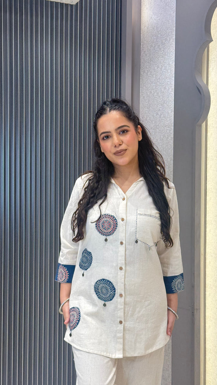 Linen Co-Ord Set with Ajrak Print Patchwork