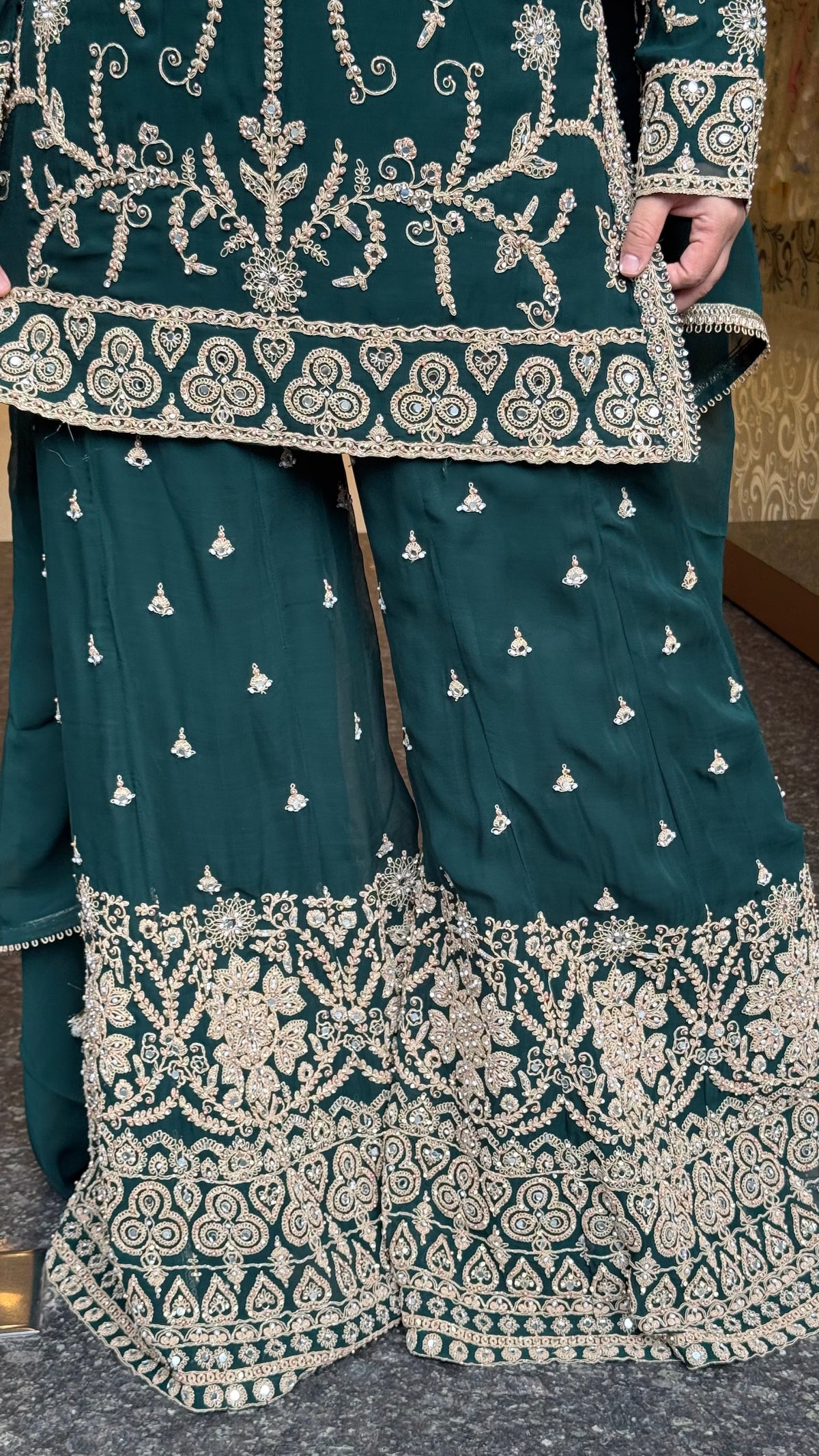Georgette Suit Set with Dori & Mirror Work | Premium Festive Wear