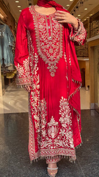 Chinon Embroidered Suit Set with Beads & Thread Work