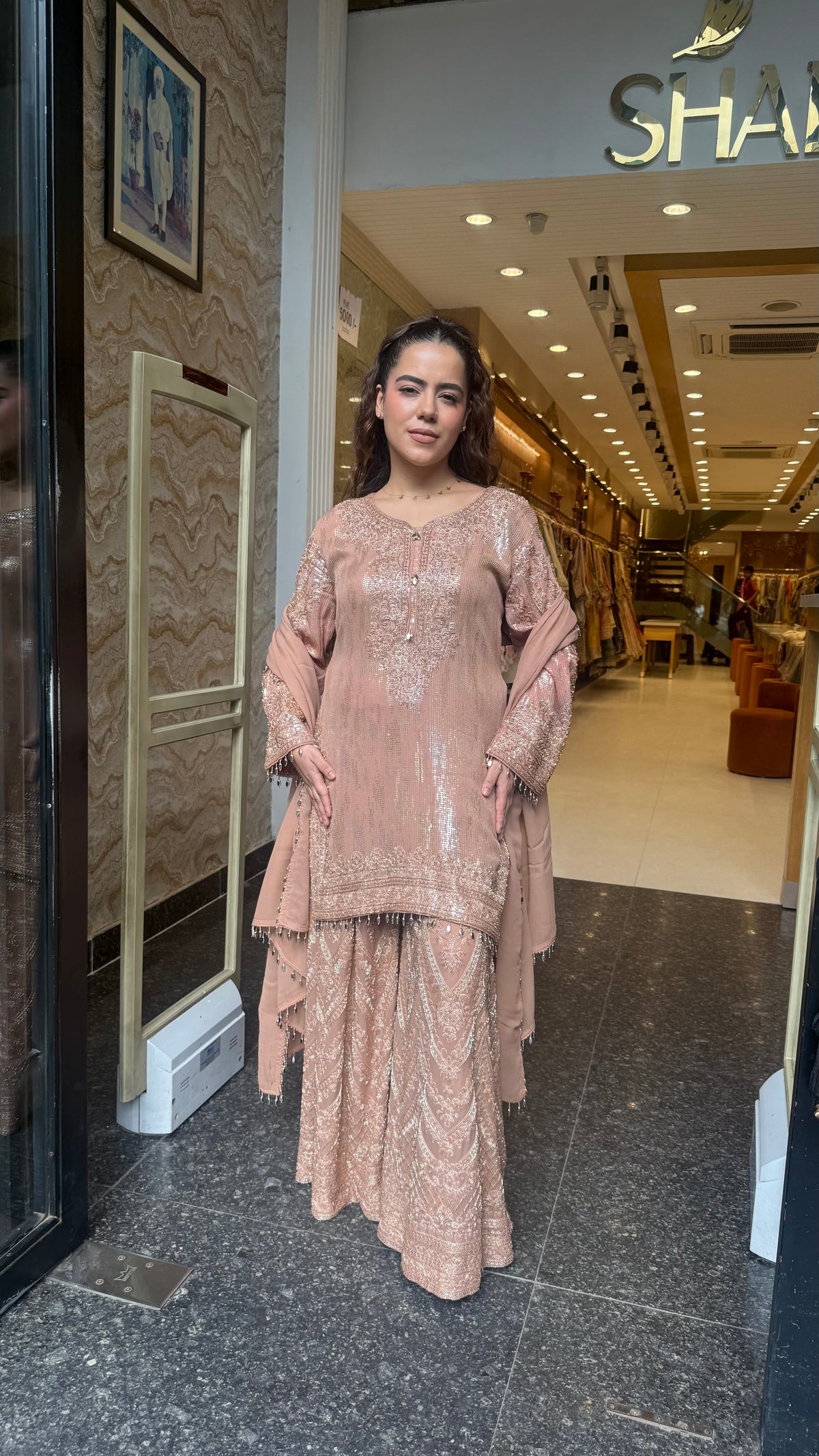 Heavy Sequin Shirt Set with Beads Work in Georgette Fabric | Party & Wedding Wear