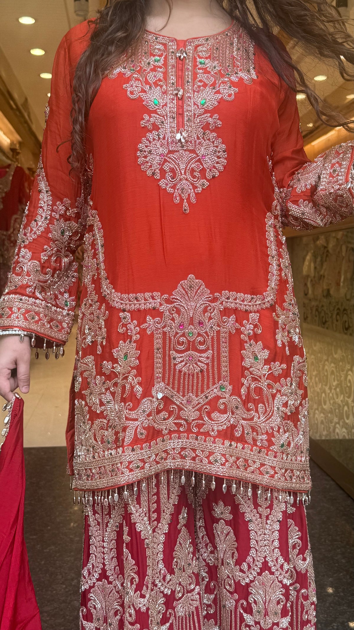 Chinon Suit Set with Beads & Multicolor Stone Work | Sizes Up to 46