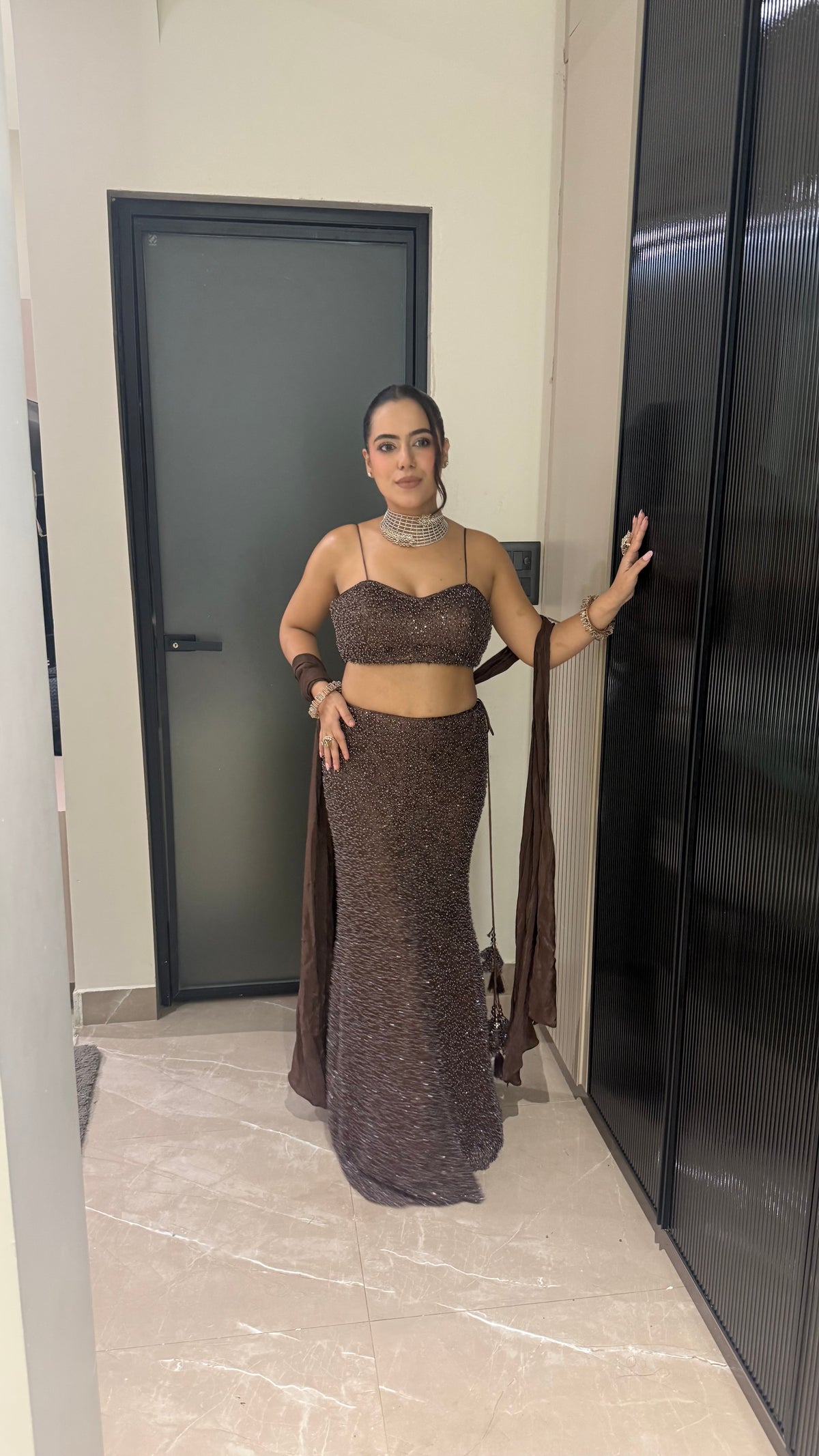 Pearl Embellished Fish Cut Lehenga | Net Fabric | Sizes Up To 42