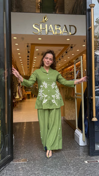 Women’s Premium Linen Co-Ord Set with Appliqué Work | Elegant Two-Piece Coord Set | Sizes Up to 44