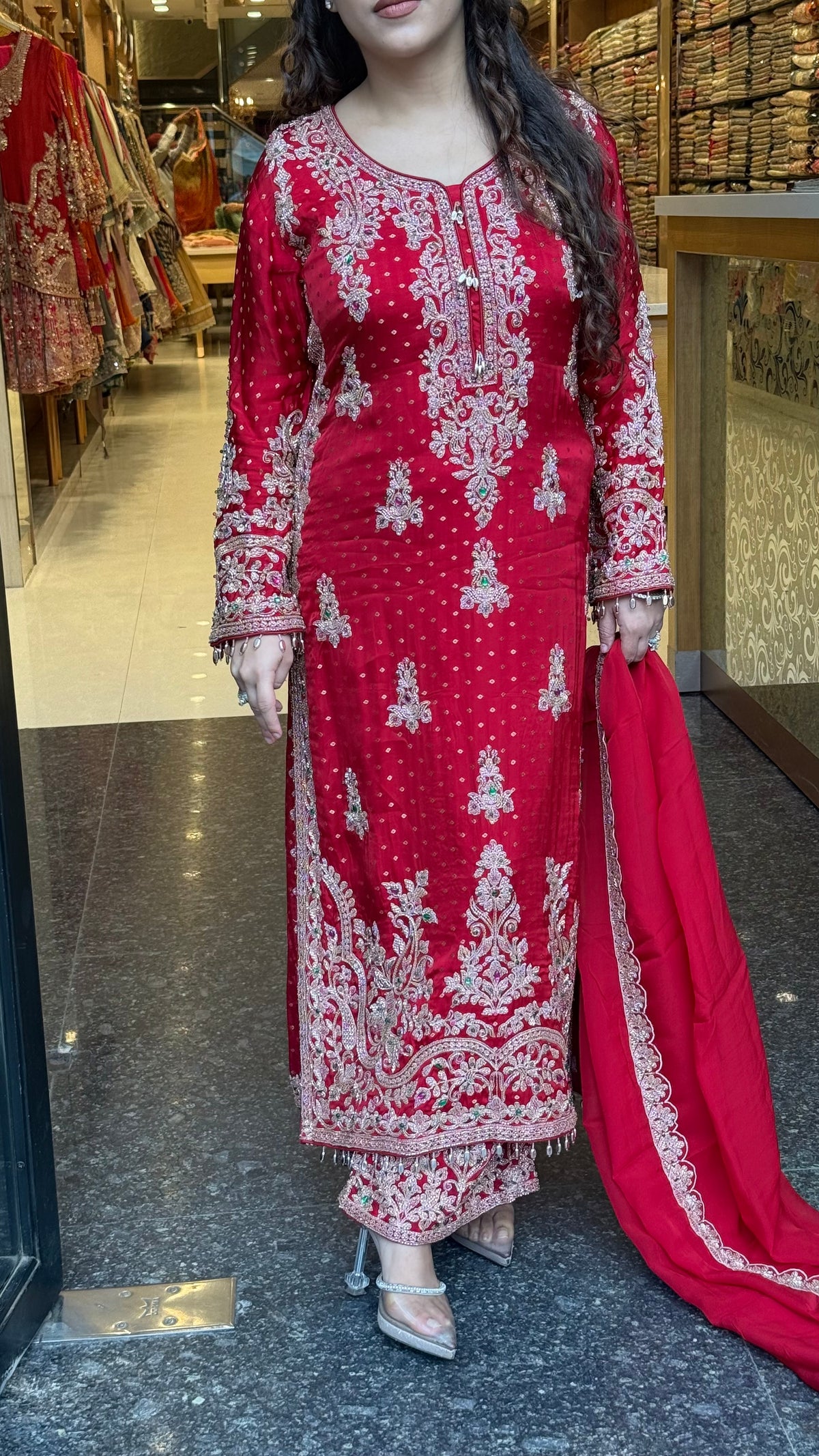 Designer Beads Work Khadi Georgette Suit Set | Size Upto 46