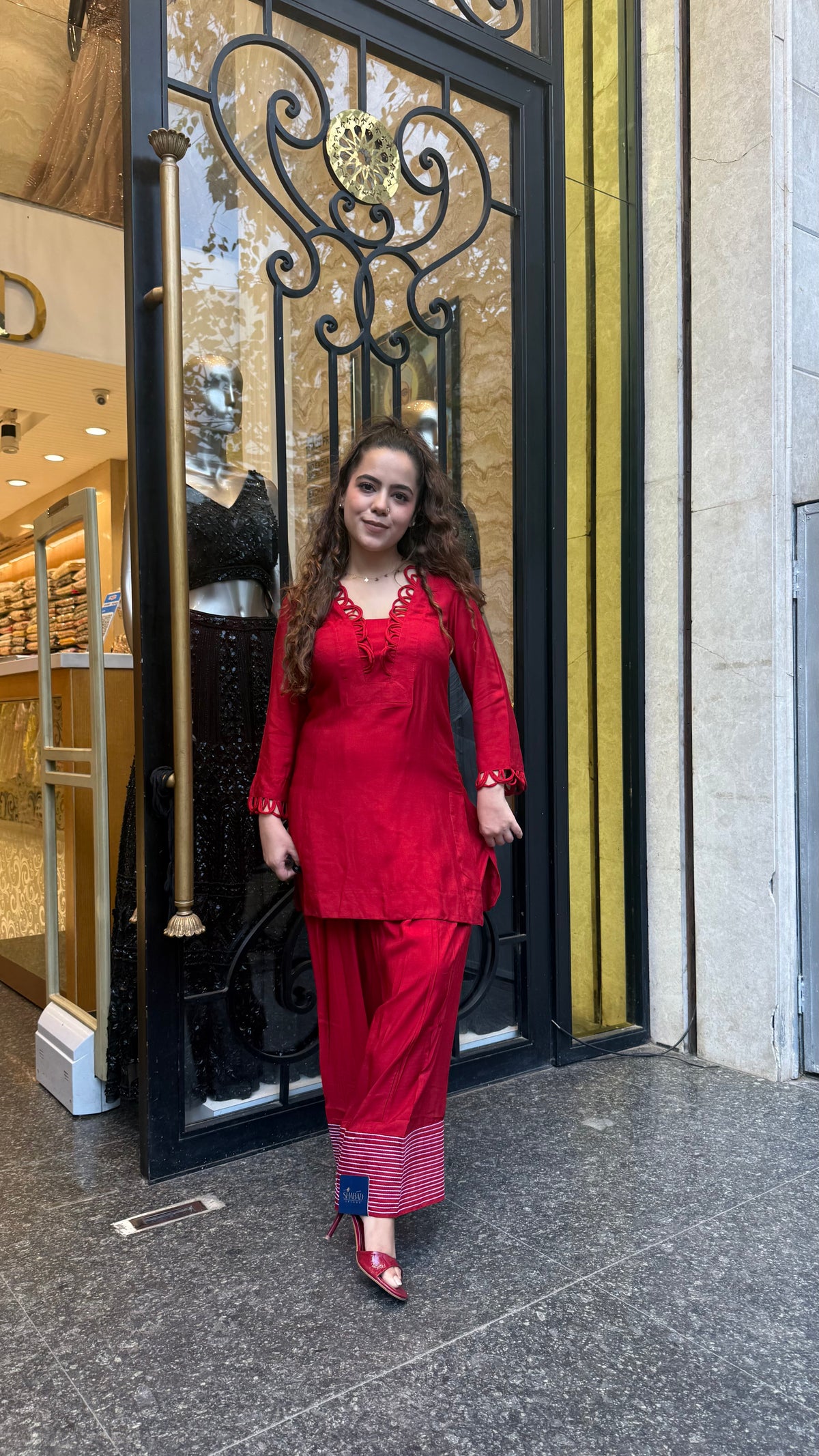 Rayon Cotton Farshi Salwar Co-ord Set with Lace Work Neckline & Sleeves