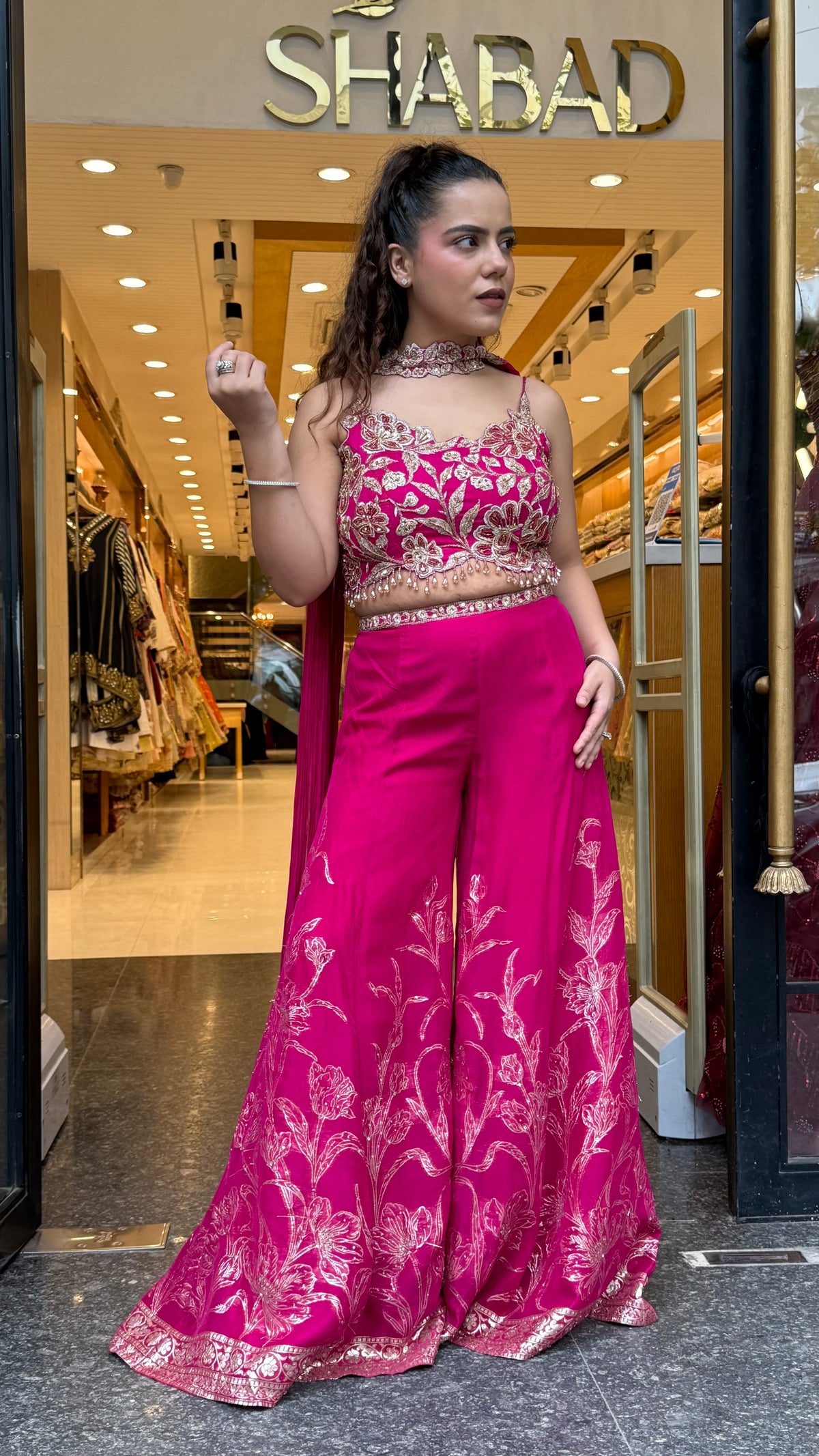 Elegant Organza Indo-Western Set with Badla Work Blouse & Banarasi Weaving Bottom