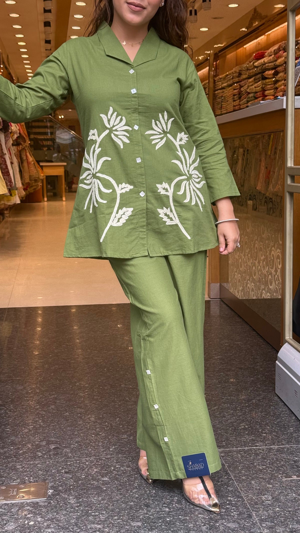 Women’s Premium Linen Co-Ord Set with Appliqué Work | Elegant Two-Piece Coord Set | Sizes Up to 44