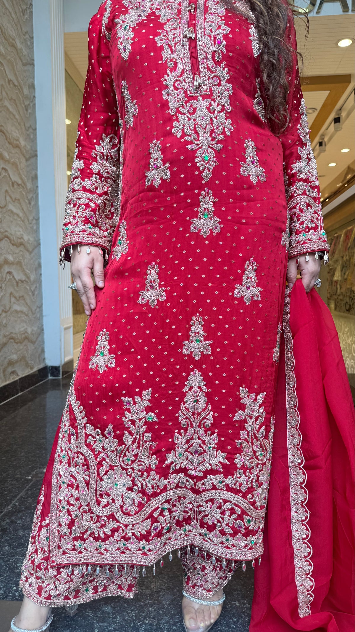 Designer Beads Work Khadi Georgette Suit Set | Size Upto 46