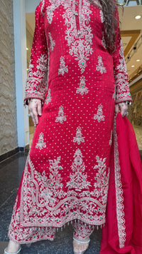 Designer Beads Work Khadi Georgette Suit Set | Size Upto 46