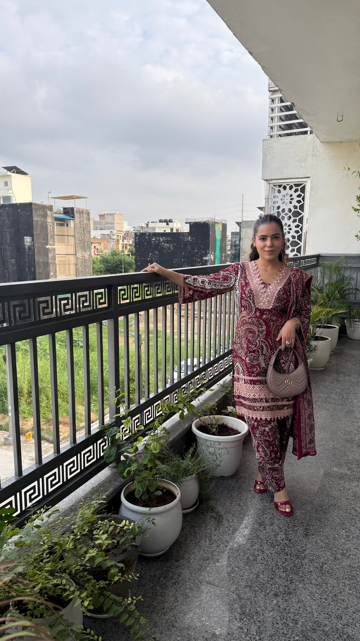 Budget Friendly Printed Cotton Suit with Lace Work