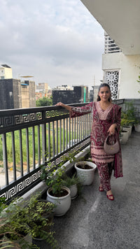 Budget Friendly Printed Cotton Suit with Lace Work