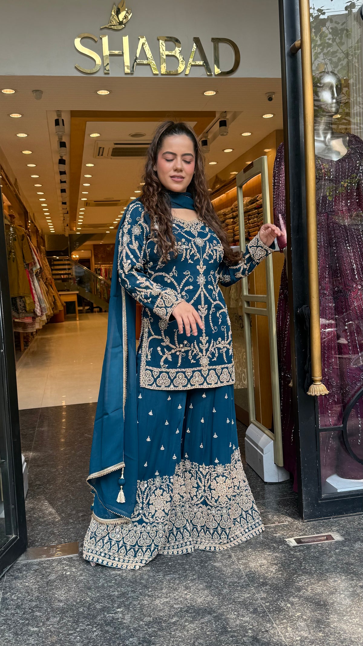 Georgette Suit Set with Dori & Mirror Work | Premium Festive Wear