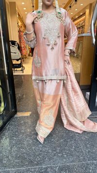 Budget-Friendly Dori Work Suit Set in Shimmer Silk | Sizes Up to 46