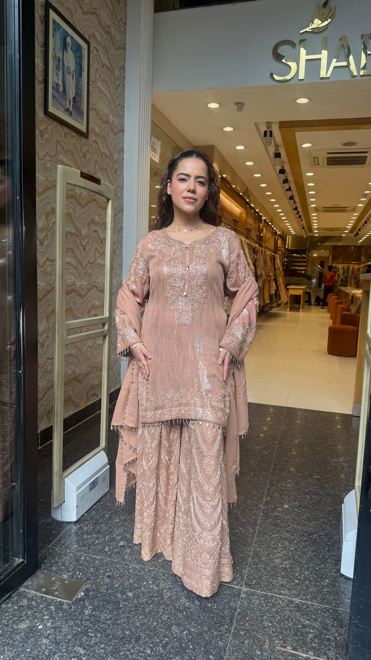 Heavy Sequin Shirt Set with Beads Work in Georgette Fabric | Party & Wedding Wear