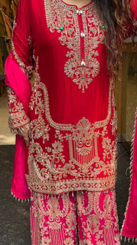 Embellished Chinon Suit Set with Multicolor Stone & Beadwork (delivery time 10-15 September)