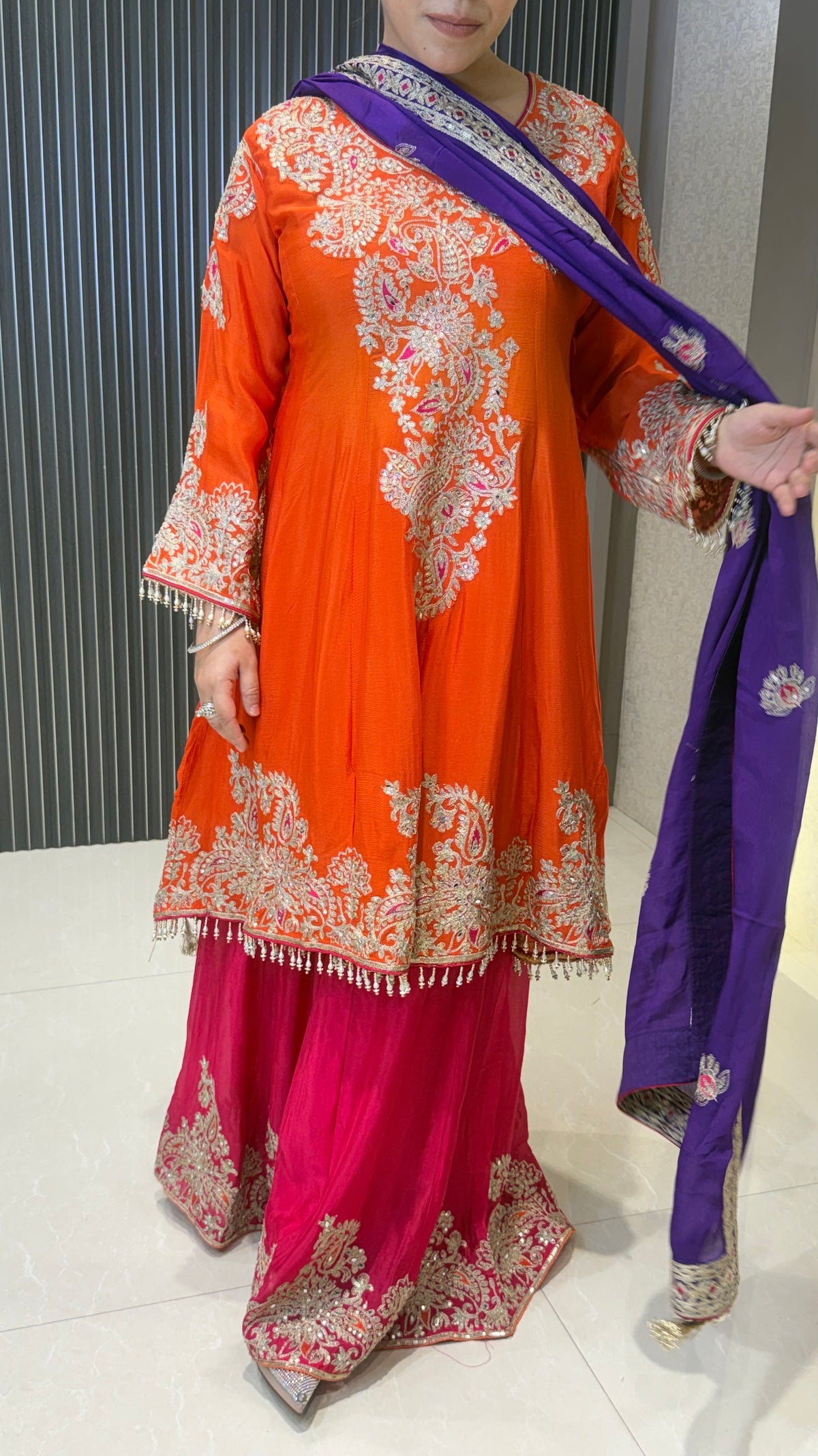 Chinon Dori Work Heavy Suit With Mirror & Sequin Detailing