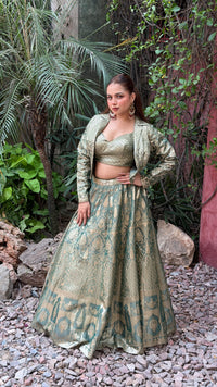 Banarasi Lehenga Set with Handworked Jacket – Designer Ethnic Wear
