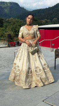 Pure Silk Handwork Lehenga with Embellished Blouse