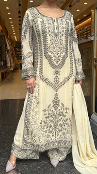 Metallic Beads & Thread Embroidered Designer Suit Set | Premium Occasion Wear