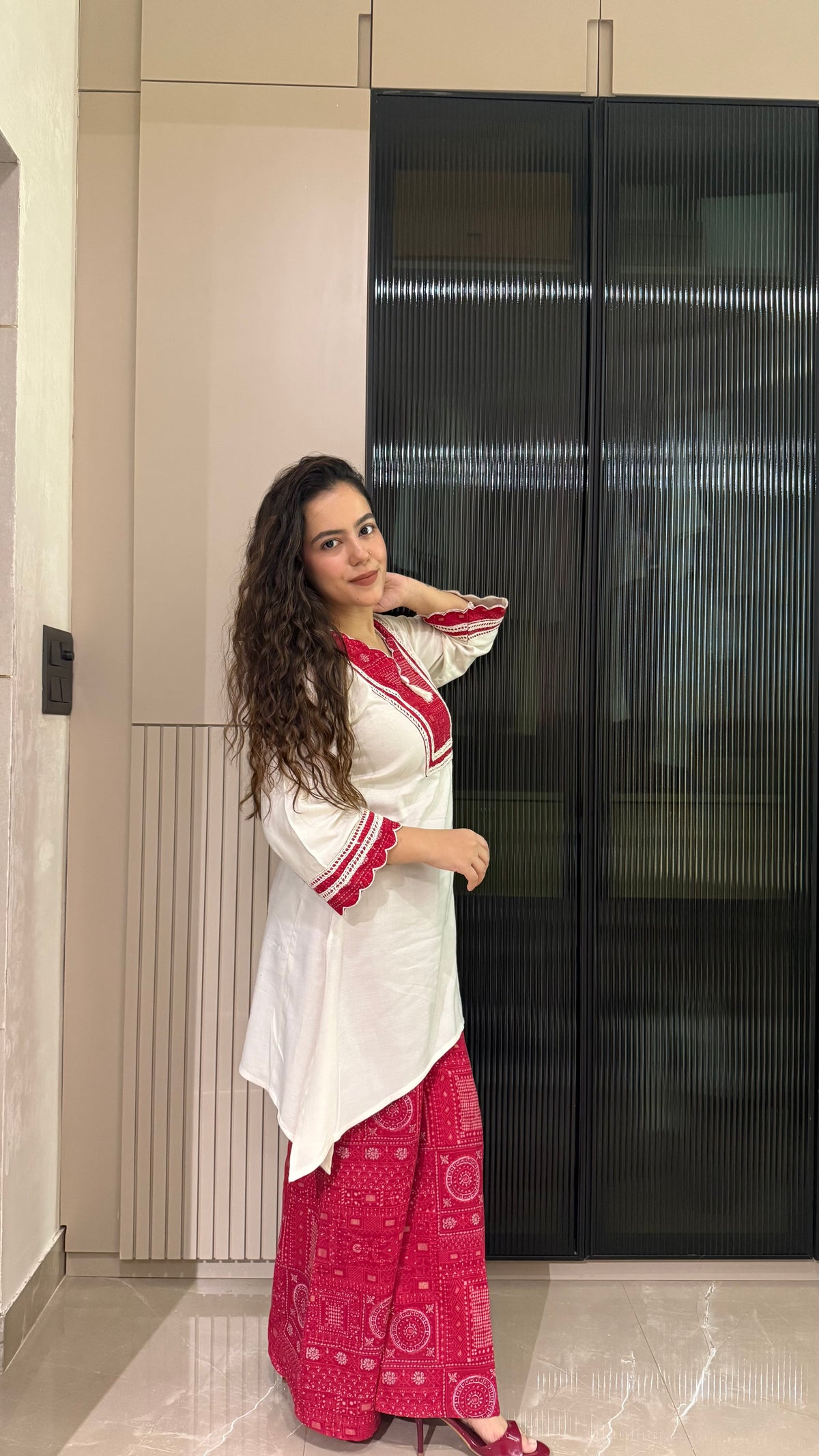 Stretchable Shirt & Cotton Bottom Coord Set for Women