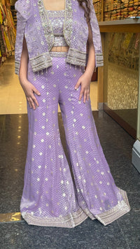 Banarsi Shimmer Indo-Western Set with Handwork Mirror Jacket | Upto Size 40