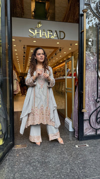Designer Georgette Suit Set with Sequin Shirt & Multicolor Stone Beads Work