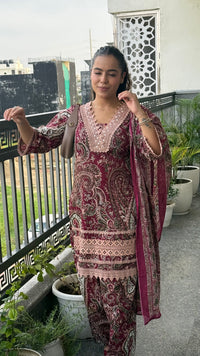 Budget Friendly Printed Cotton Suit with Lace Work