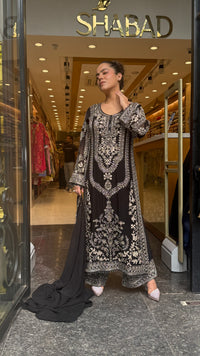 Metallic Beads & Thread Embroidered Designer Suit Set | Premium Occasion Wear