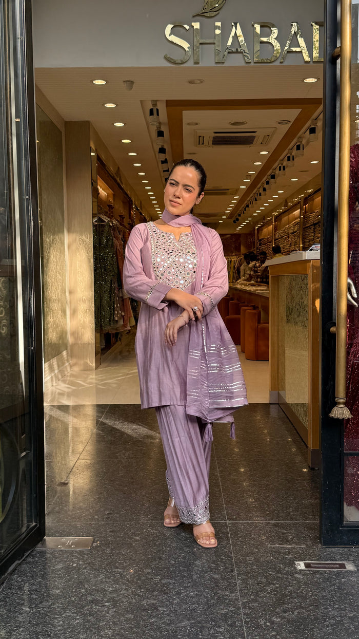 Budget Friendly Maheshwari Cotton Suit with Mirror Work |