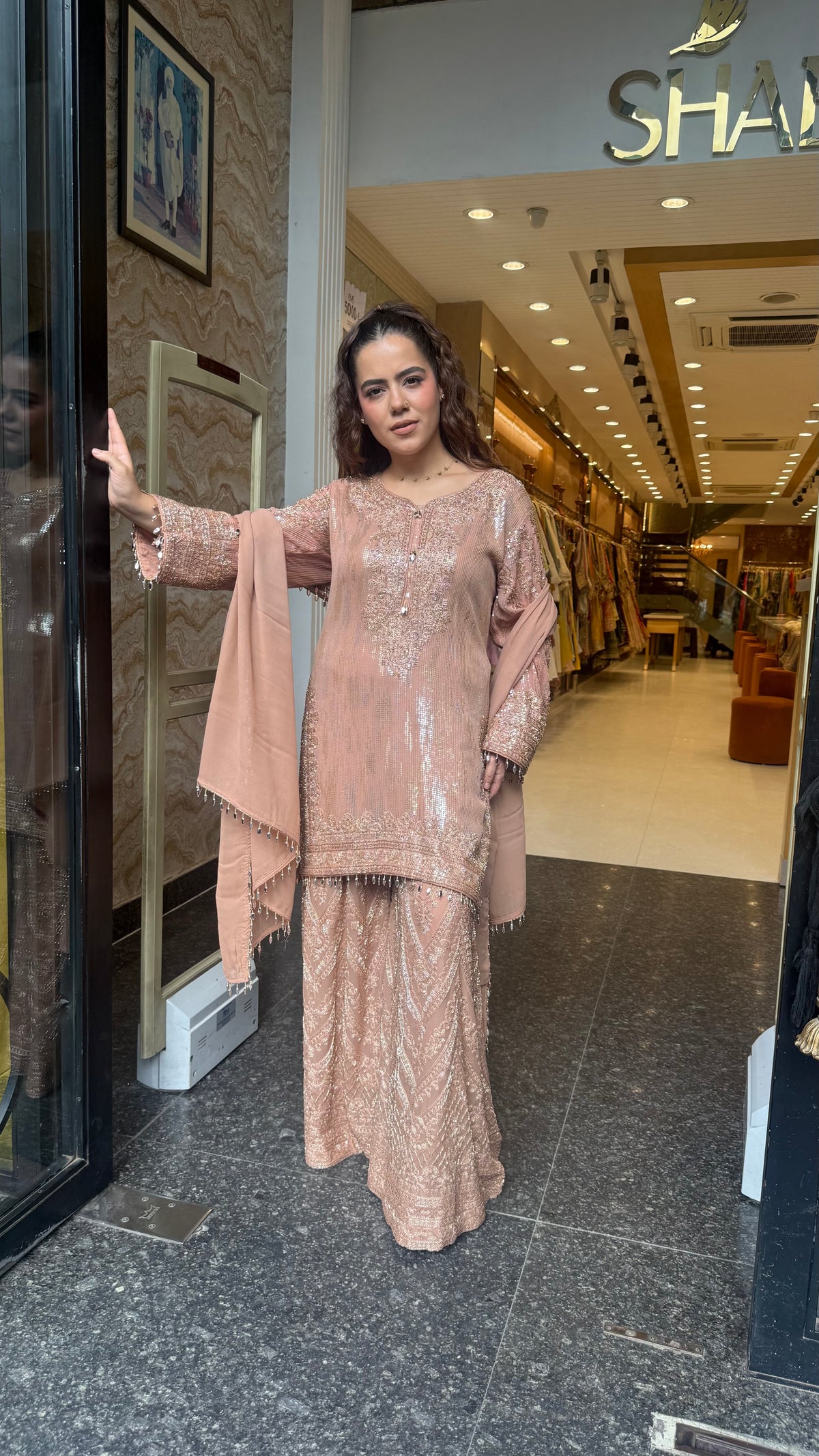 Heavy Sequin Shirt Set with Beads Work in Georgette Fabric | Party & Wedding Wear