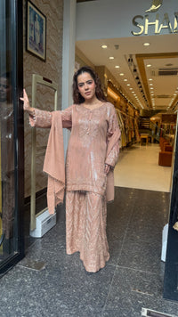 Heavy Sequin Shirt Set with Beads Work in Georgette Fabric | Party & Wedding Wear