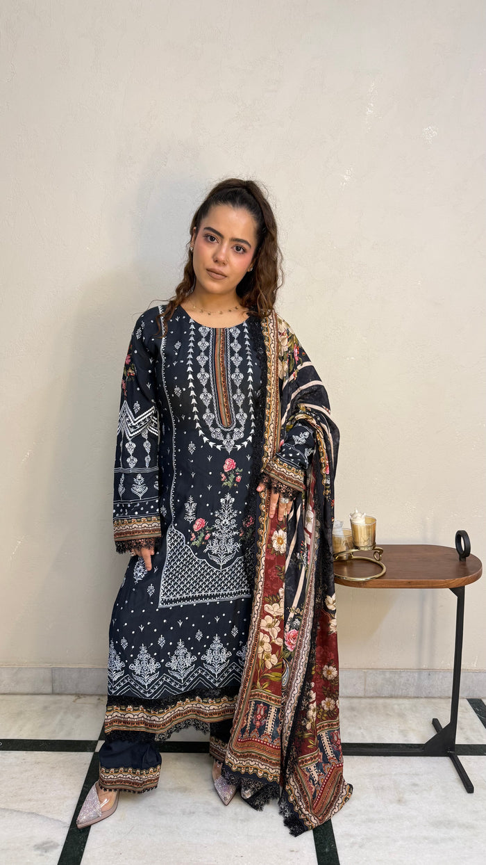 Pakistani muslin fabric  Suit with thread embroidery and Digital print dupatta | Budget-Friendly Ethnic Wear |
