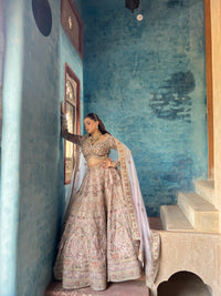 Elegant Soft Organza Lehenga with Thread Embroidery, Dori Work, Cutdana Sequins & Pearl Detailing