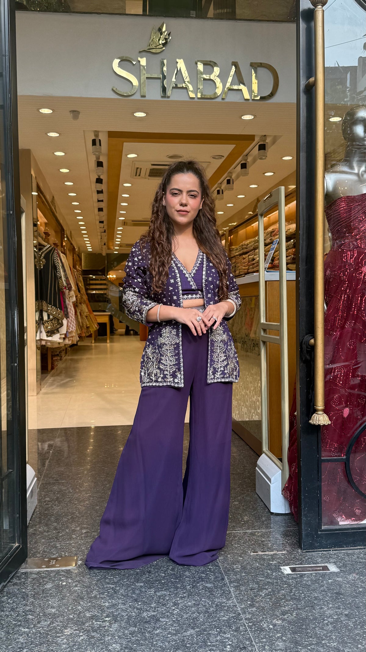 Designer Indo-Western Set with Dori, Sequin, Cutdana & Pearl Work