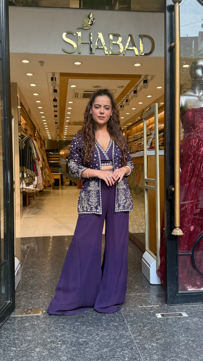 Designer Indo-Western Set with Dori, Sequin, Cutdana & Pearl Work