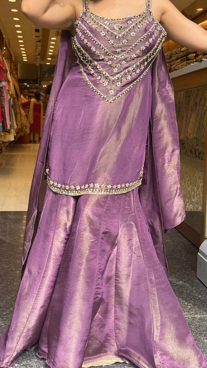 Luxury Shimmer Tissue Suit Set with Sequin, Beads & Stone Work