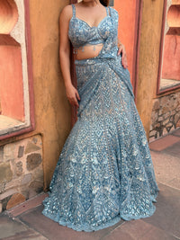 Sequin & Cutdana Handwork Fish-Cut Lehenga