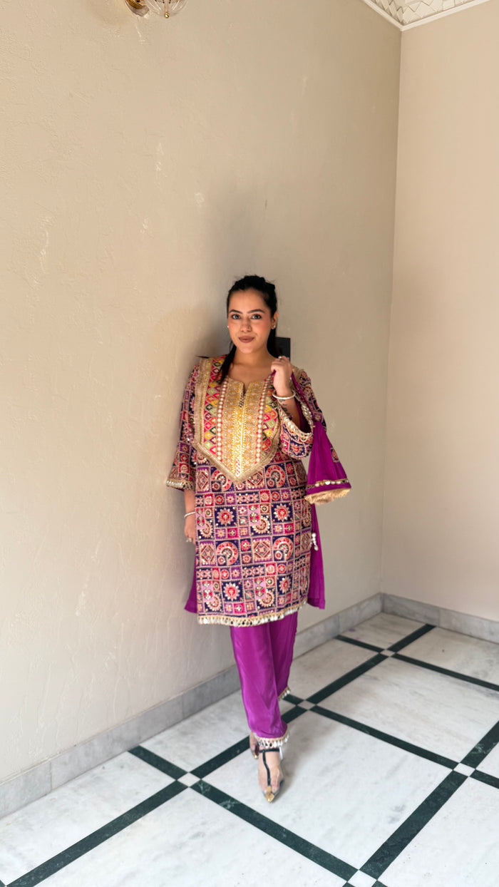 Position Print Co-ord Set with Intricate Dori Work