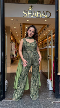 Premium Indo-Western Set in Imported Stretchable Net with Sequin Detailing | Up to Size 40