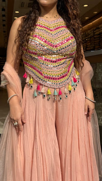 Mirror Work Corset with Georgette Palazzo Indo-Western Set