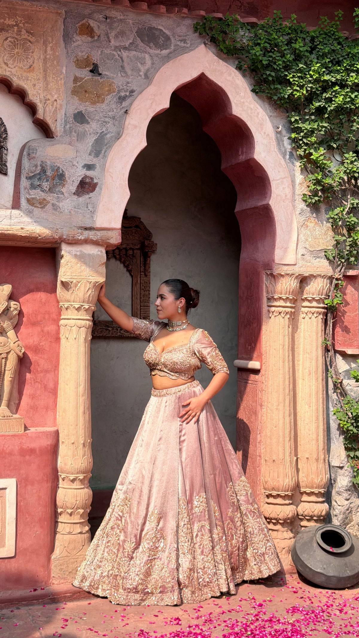 Shimmer Tissue Beads Work Designer Lehenga Set | Festive & Wedding Wear