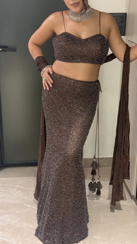 Pearl Embellished Fish Cut Lehenga | Net Fabric | Sizes Up To 42