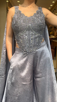 Designer Indo-Western Set with Handwork Mirror & Cutdana Blouse